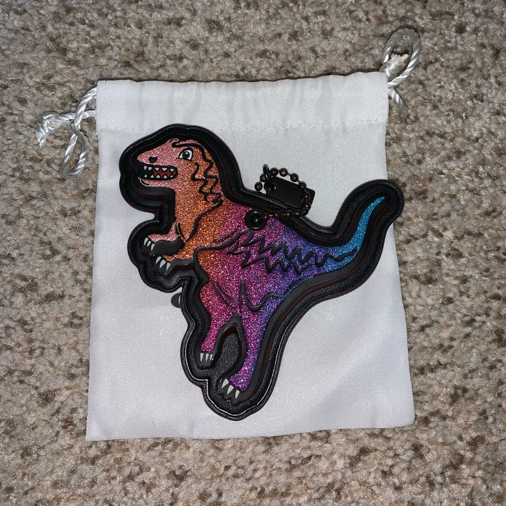 Coach Leather Rexy Hangtag Bag Charm in Black